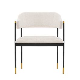 Manhattan Comfort - Lia Modern Metal Chenille Dining Chair with Arms - Cream