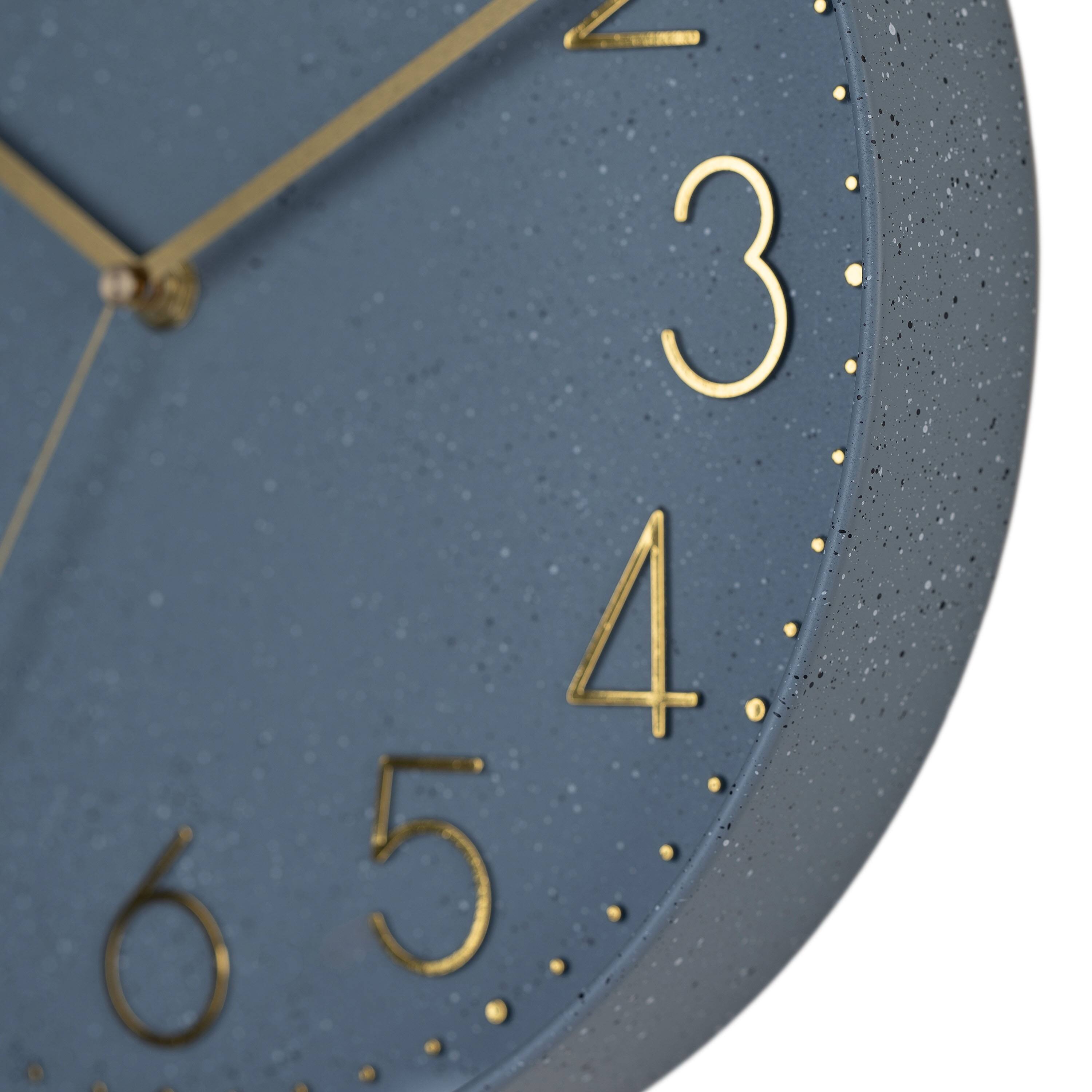Angle. La Crosse Clock Co. - 12 Inch Paxton Gray Blue Speckle Silent Sweep Analog Quartz Wall Clock - Speckle Gray.