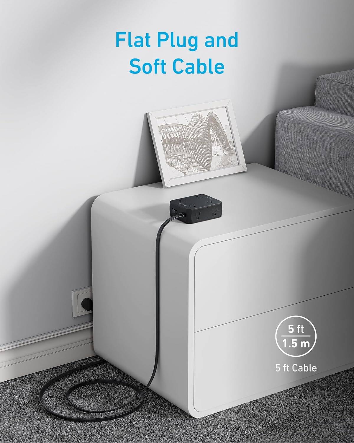 Flat Plug and Soft Cable  
5 ft 1.5 m  
5 ft Cable