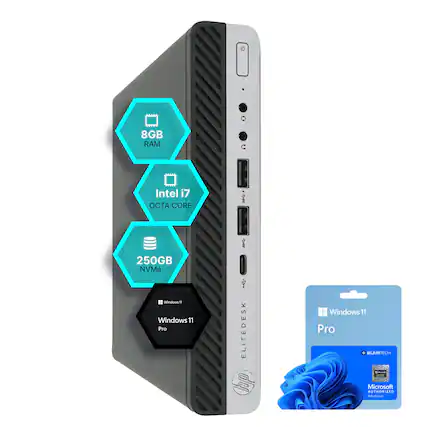 8GB RAM
Intel i7 Octa Core
250GB NVMe
Windows 11 Pro
EliteDesk
Windows 11 Pro
Blairtech
Microsoft Authorized Refurbisher