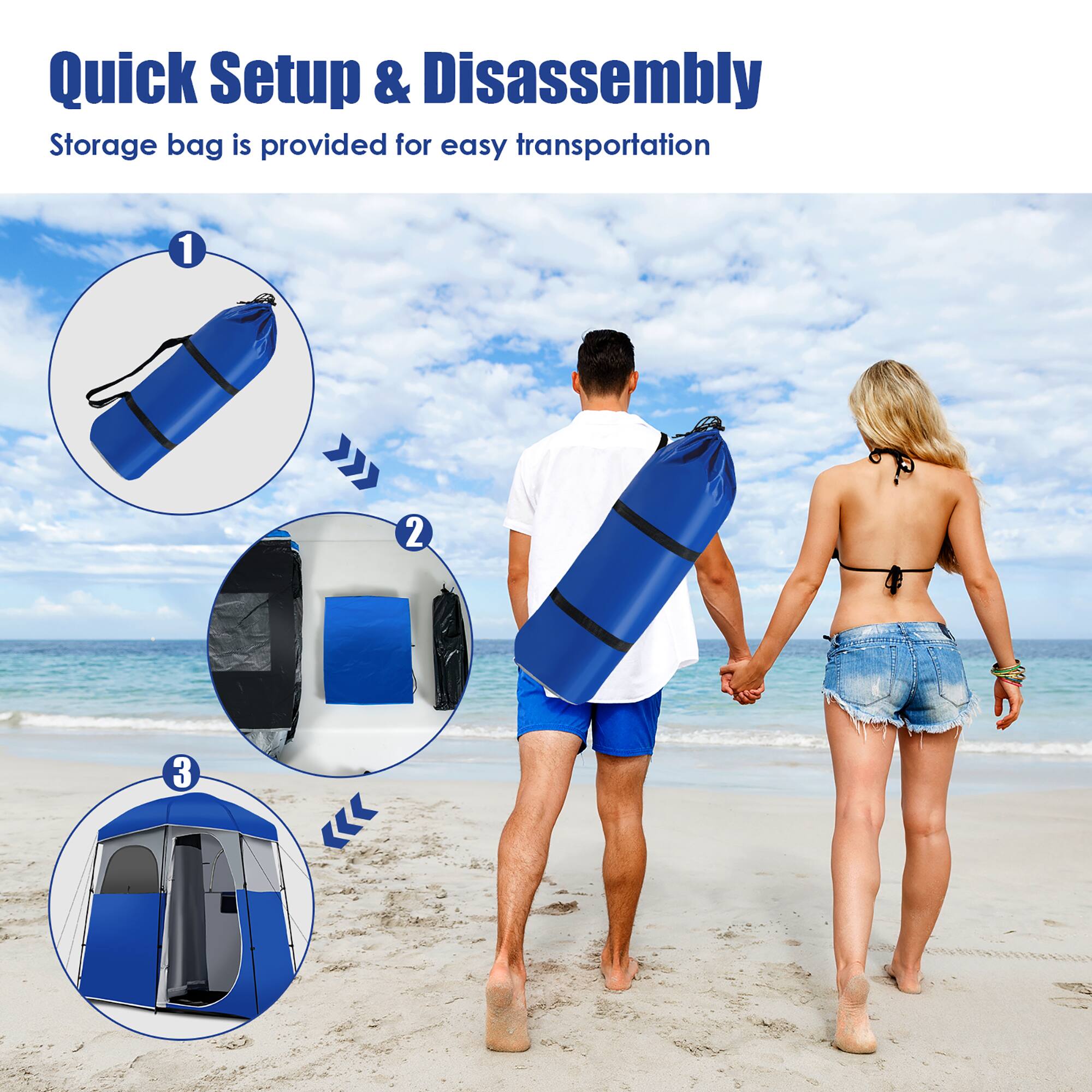 Quick Setup & Disassembly  
Storage bag is provided for easy transportation  

1  
2  
3
