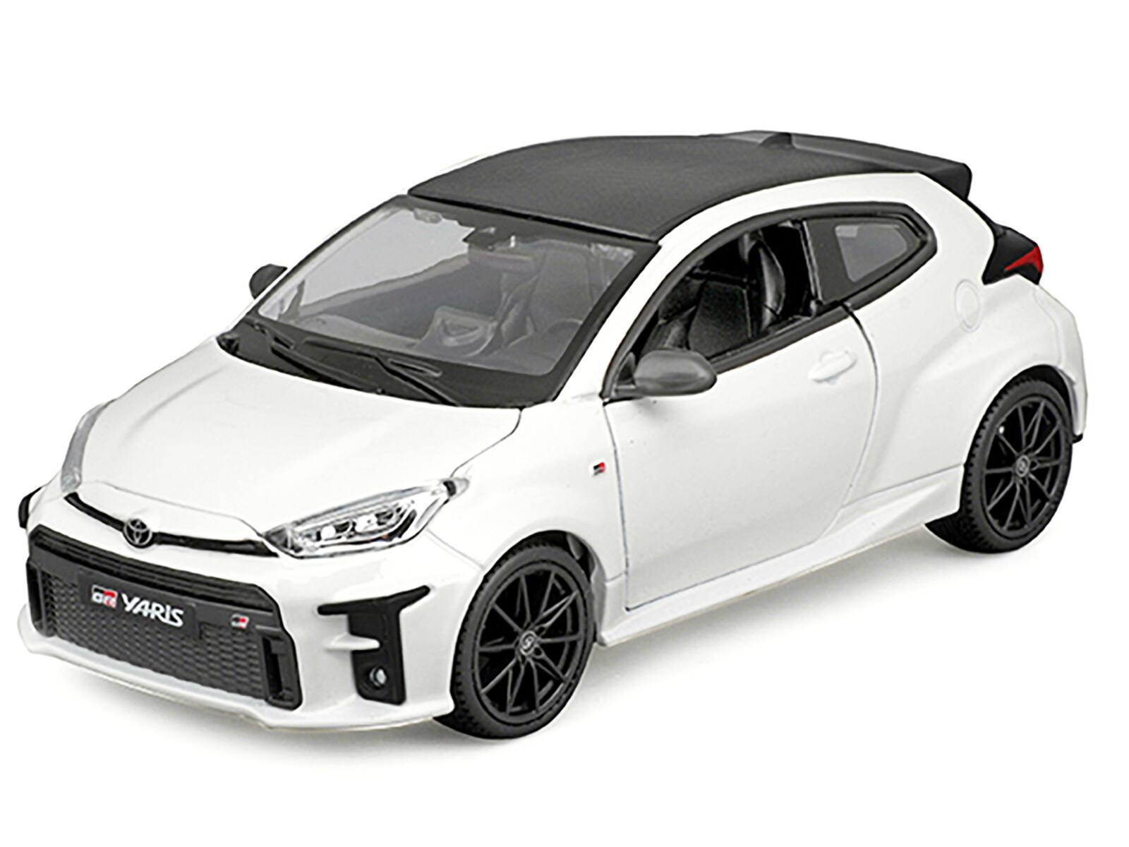 Angle. Maisto - 2021 Toyota GR Yaris White with Carbon Top "Special Edition" Series 1/24 Diecast Model Car by Maisto - White with Carbon.