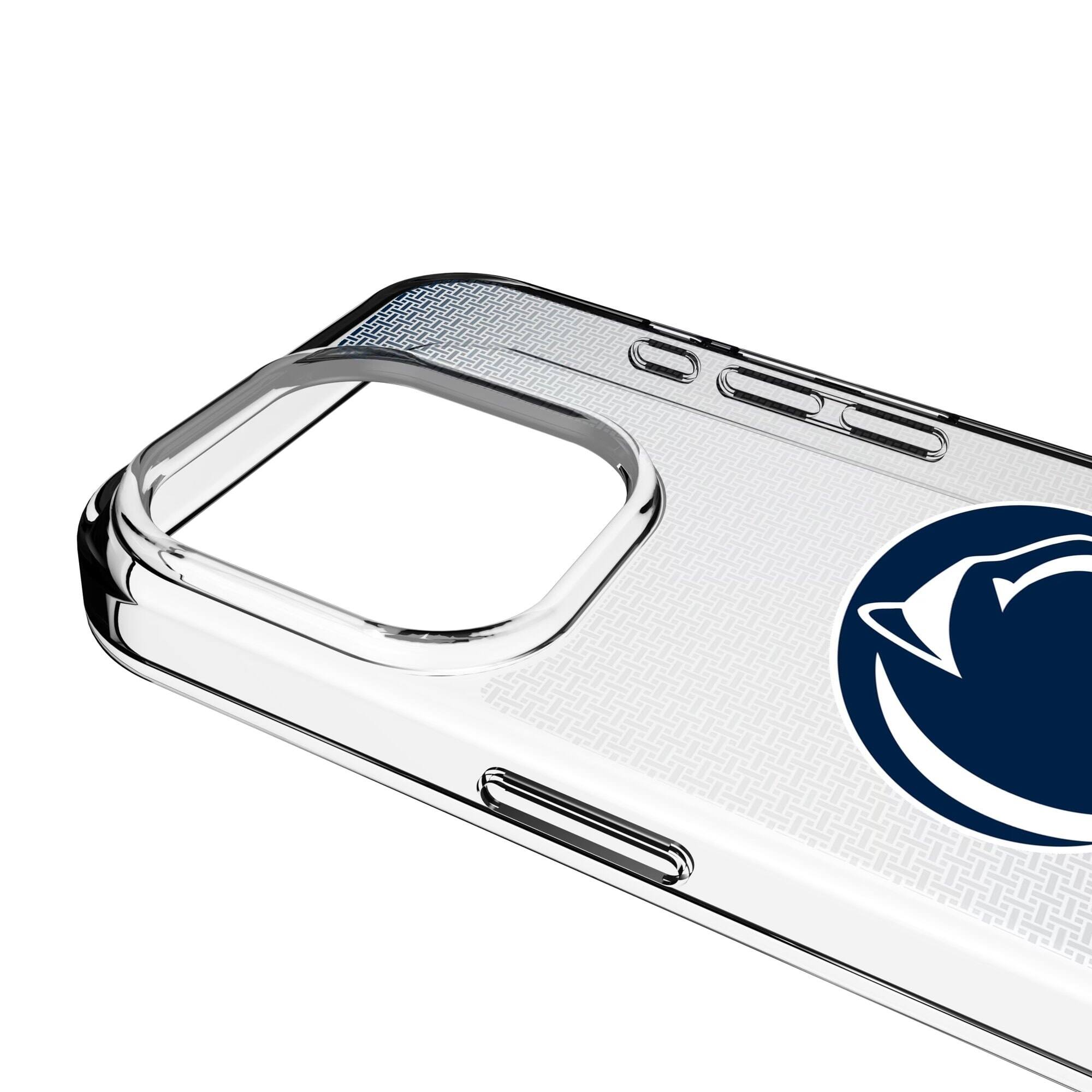Alt View 2. Keyscaper - Penn State Nittany Lions Linen Logo iPhone Clear Case - 14 Plus - Multicolor.