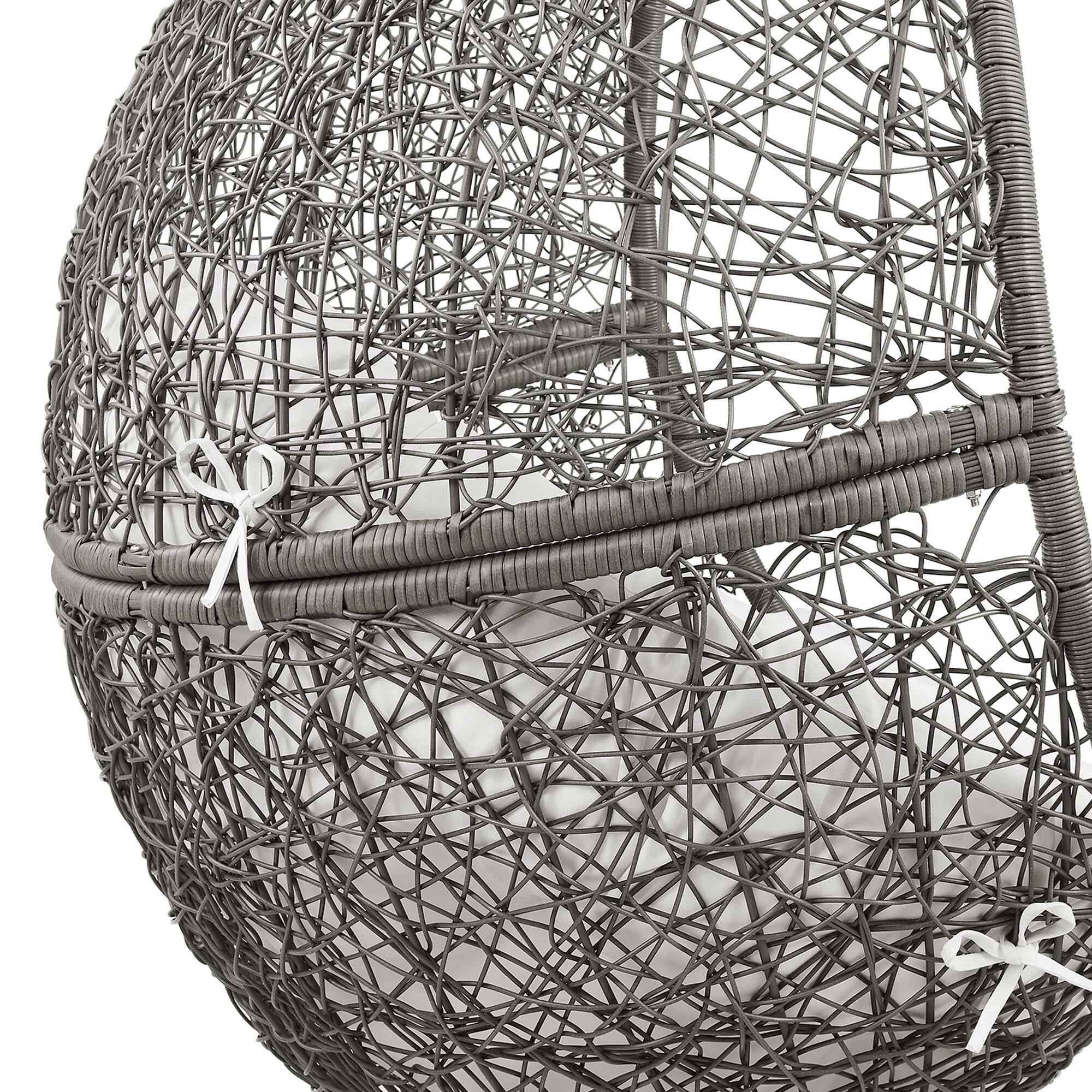 Alt View 6. Modway - Encase Outdoor Patio Rattan Swing Chair by Modway - Gray White.
