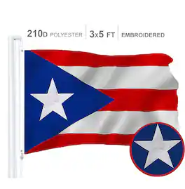 G128 - Puerto Rico Flag Embroidered Polyester 3x5 ft - Assorted Colors