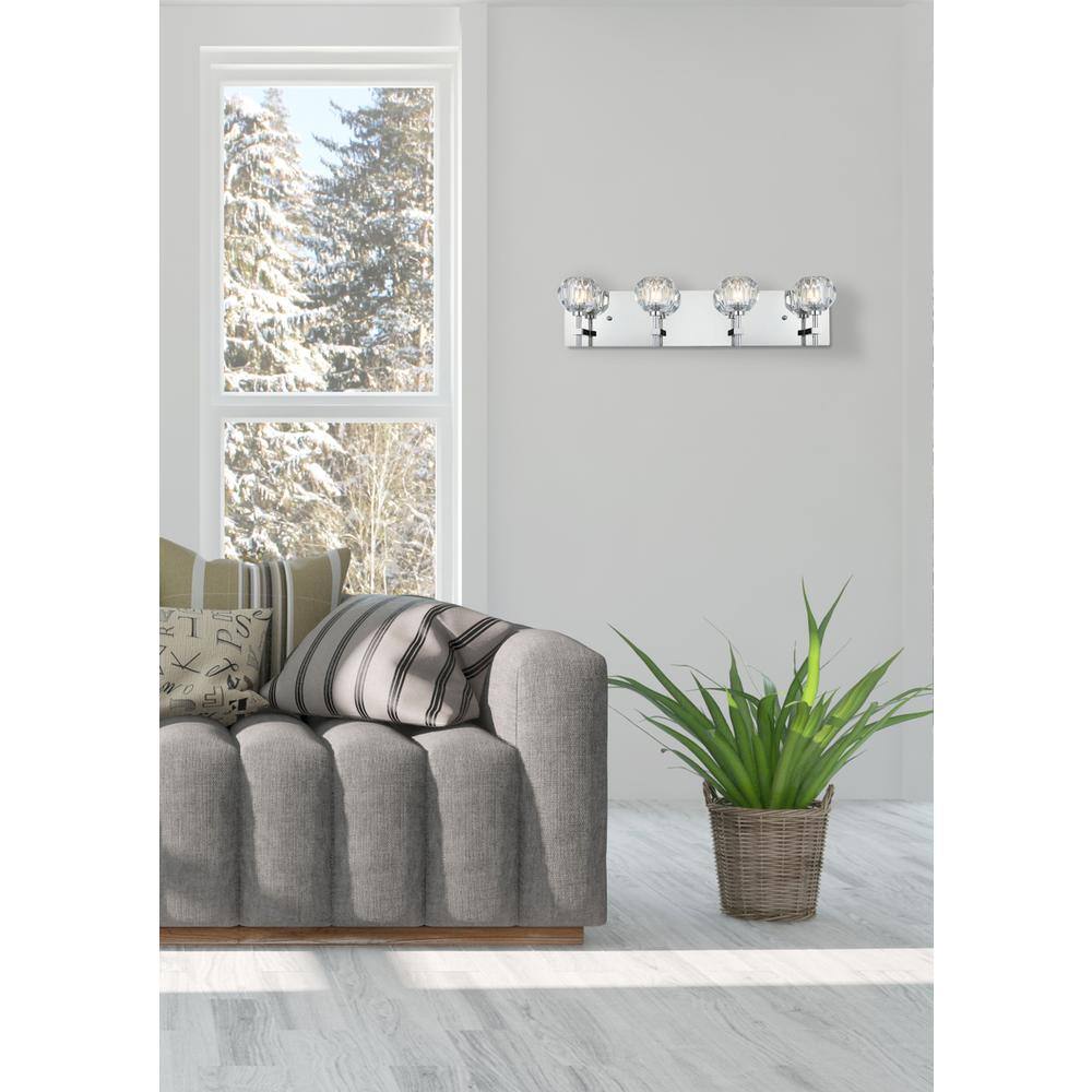 Angle. Elegant Lighting - Graham 4 Light Wall Sconce in Chrome - Chrome And Clear.