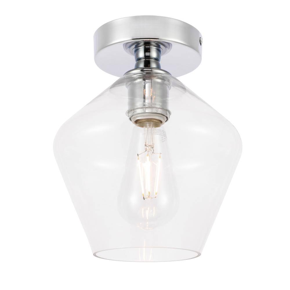 Alt View 5. Living District - Gene 1 light Chrome and Clear glass Flush mount - Chrome And Clear Glass.