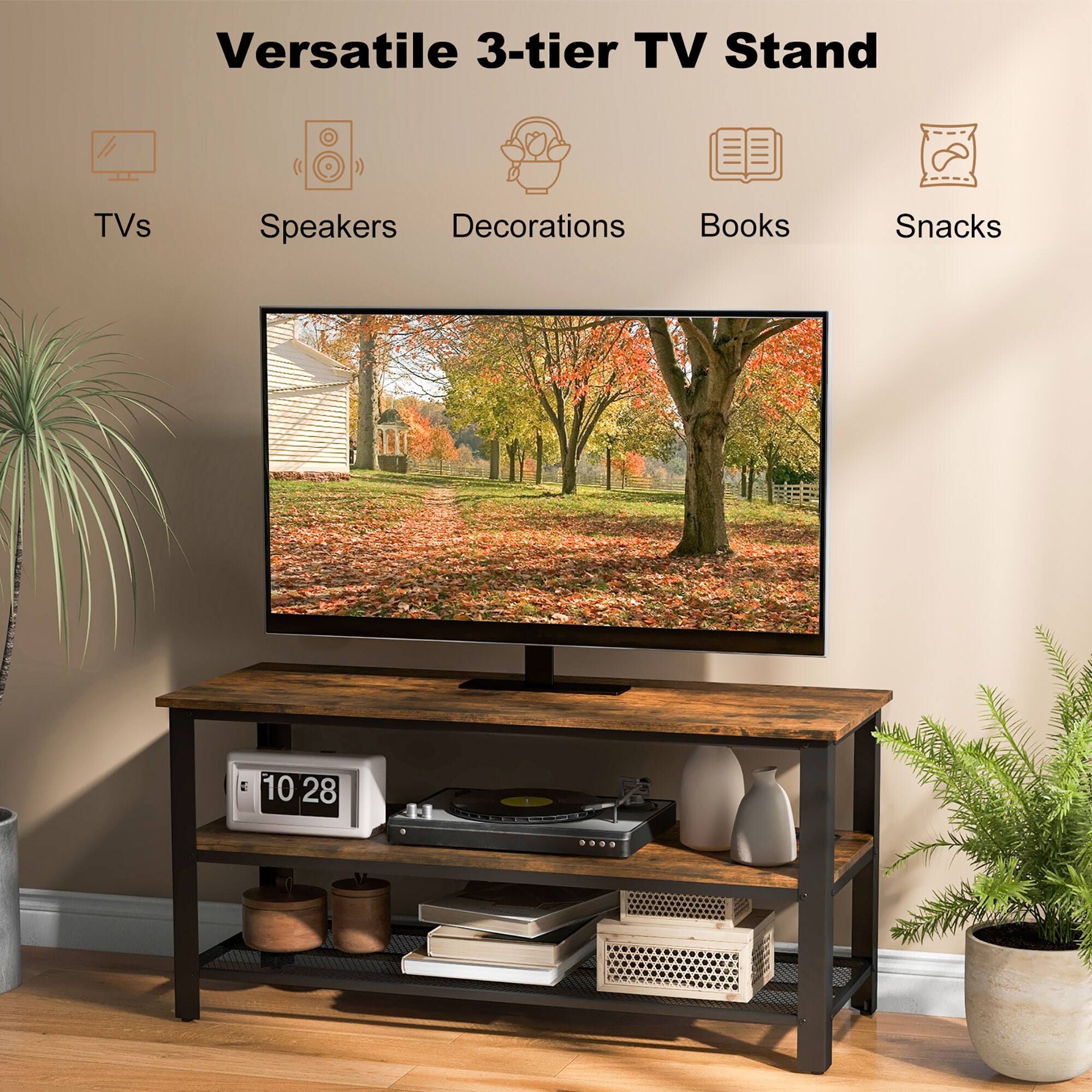 Gymax 3 tier TV Stand for TVs up to 50 Inches w/ Power Outlets USB