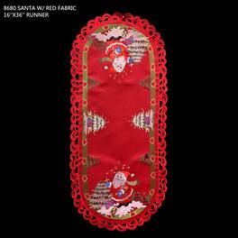 Jiallo - Santa Embroidered Cutwork Rectangular Table Runner, 15 by 34 inch Table Linen - Red