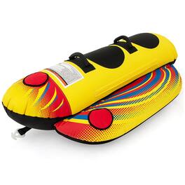 Costway - 2 Person Inflatable Banana Boat with Boating & Water Sports 2 EVA-padded Seats - Yellow + Blue + Red + Black
