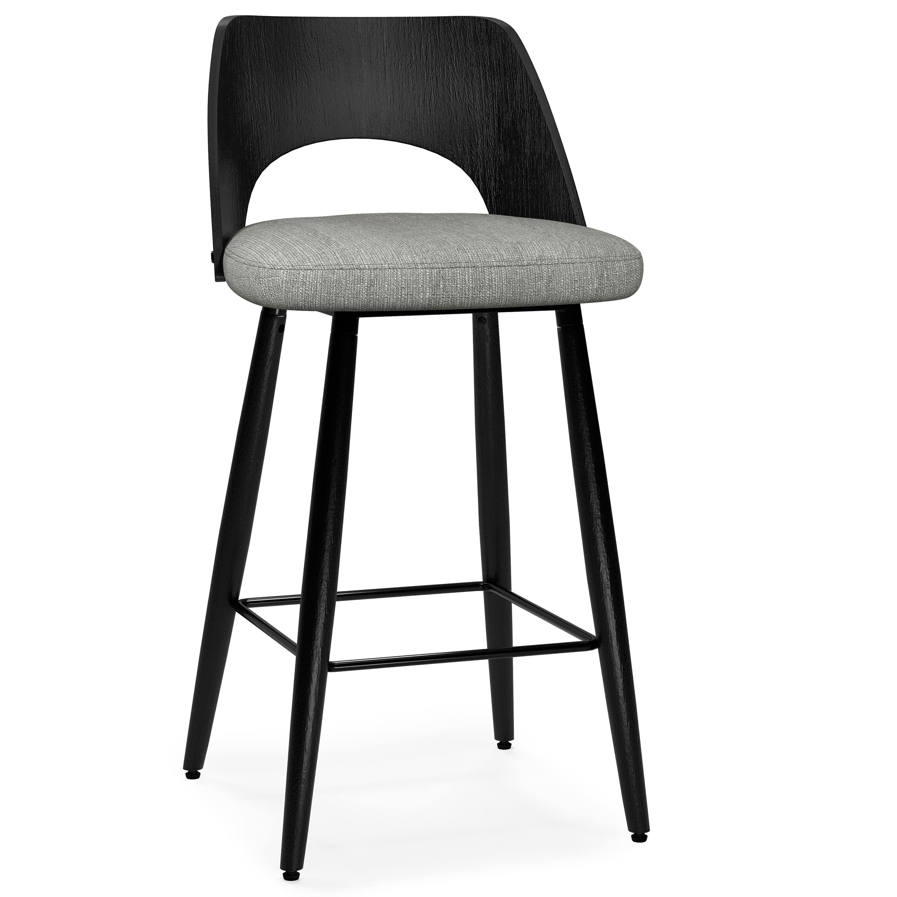 Alt View 2. Simpli Home - Callie Contemporary 16 inch Counter Height stool (Set of 2) in Grey Polyester linen fabric - Grey.