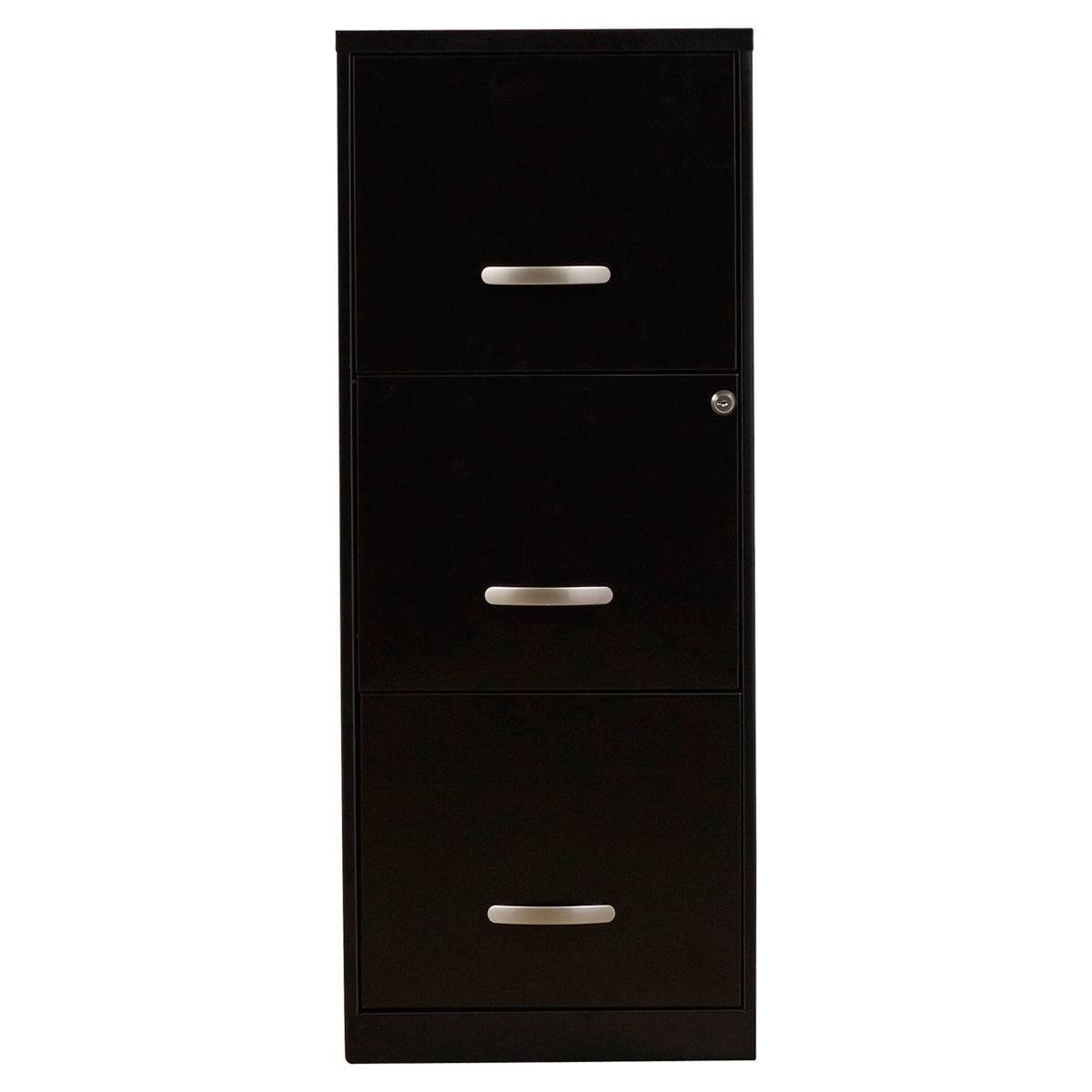 Left. SlickBlue - Secure 3-Drawer Metal File Cabinet – 2 Locking Drawers for Documents - Black.