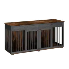 FUFU & GAGA - Double Dog Crate Furniture with Storage - Convertible 2-Room Pet House for Living Room