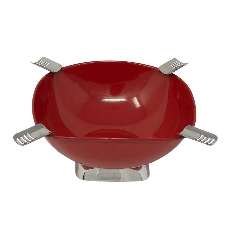 Alt View 1. Prestige - Smokin Ash' Quadrangle Cigar Ashtray (Red) - Gloss Metallic Red Finish.