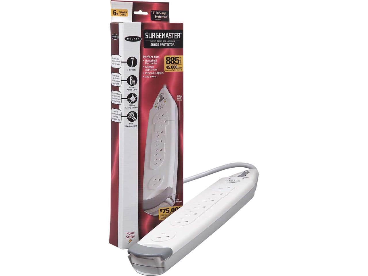 Belkin - F9H700-06 6 Feet 7 Outlets 885 joules Home Series SurgeMaster - Black