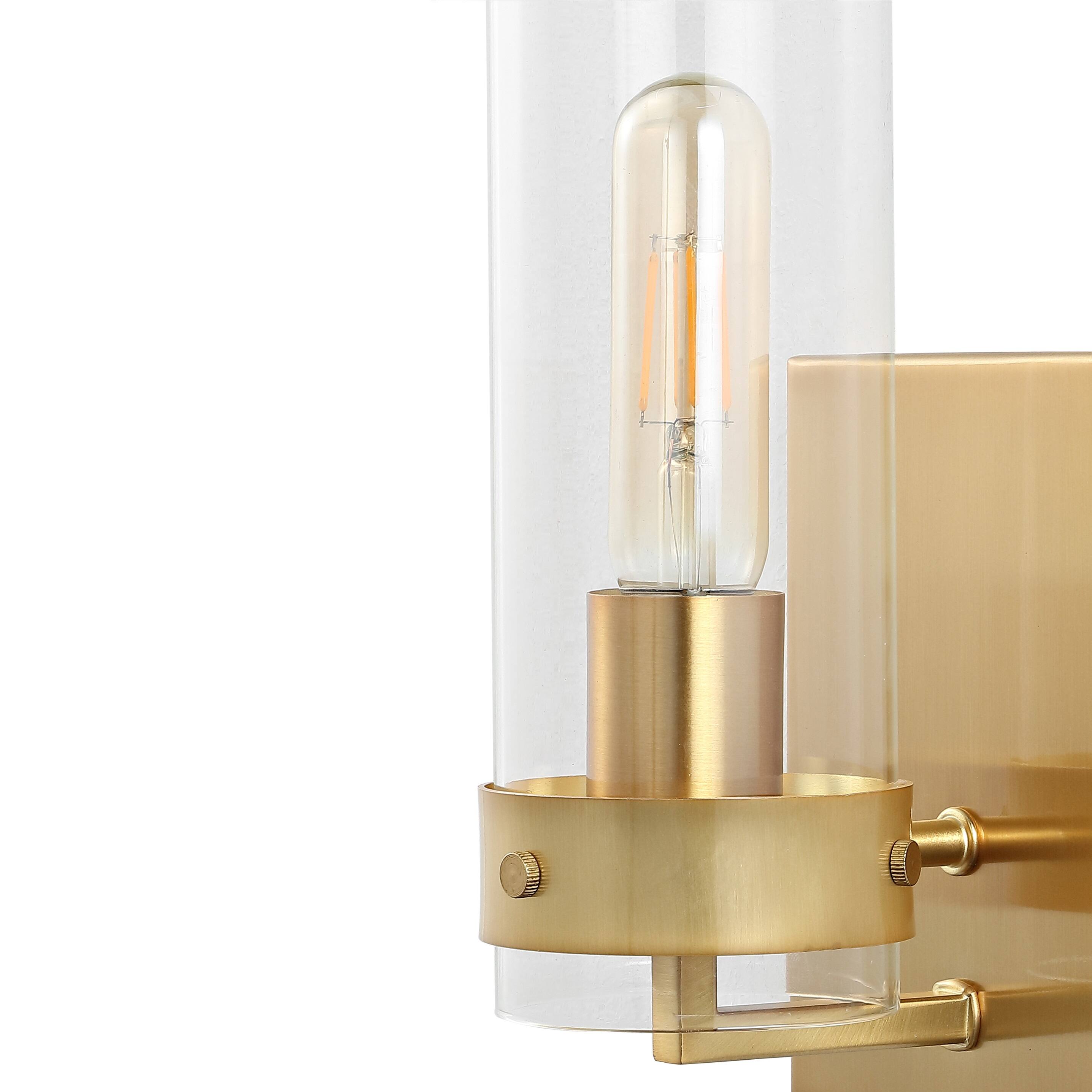 Alt View 3. Jonathan Y - Harper 4.5" 1-Light Coastal Minimalist Iron/Glass LED Sconce, Brass Gold/Clear (Set of 2) - Brass Gold.