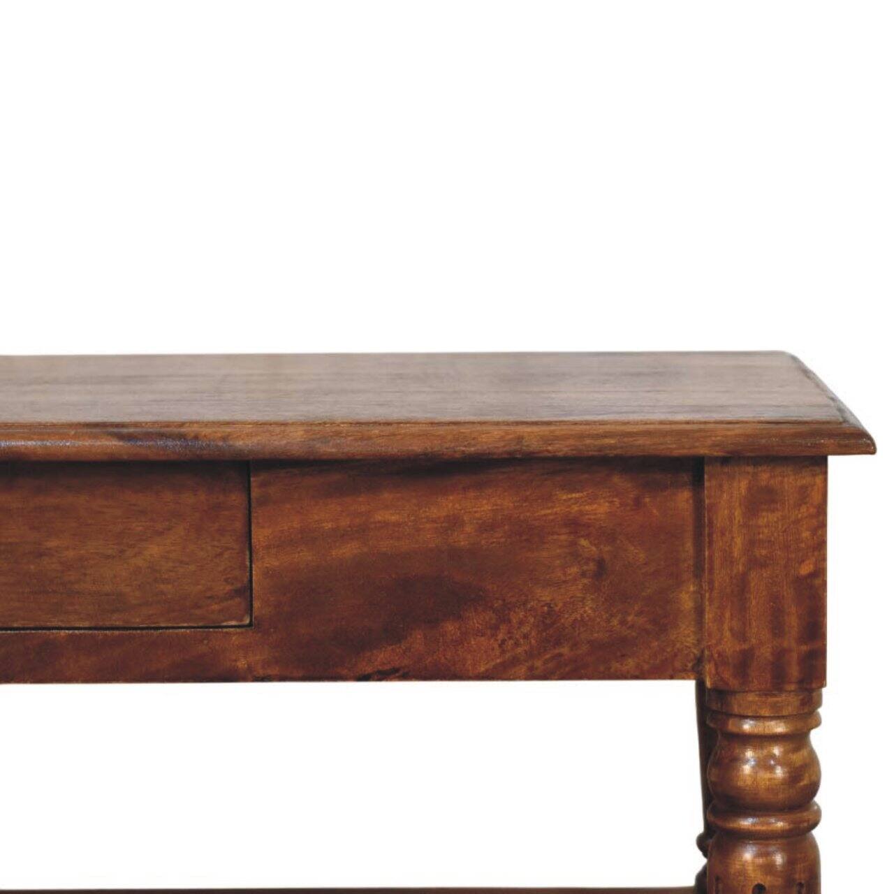 Alt View 1. Artisan Furniture - Artisan Furniture Solid Wood Turned legs Chestnut Coffee Table, 2 Drawers, Brown - Brown.