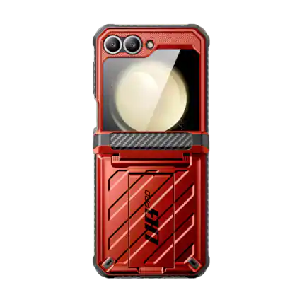 Front. SUPCASE - Unicorn Beetle Pro Rugged Case for Samsung Galaxy Z Flip6 – Full-Body Protection with Screen Protector - Metallic Red.
