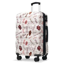 BreeBe - 28 Inch Expandable Checked Luggage, Lightweight Glossy Hardshell Travel Suitcase with Spinner Wheels, TSA Lock - White