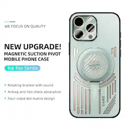 Dteck - Magnetic Case for Apple iPhone 16 Pro Max with Ring Stand, Heat Dissipation Shockproof Cover Built in Lens Protector - Lightgreen