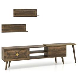 Kadyn - Mid-Century Modern Media Console for TVs Up to 85 Inches with Open Shelves, Walnut - Brown