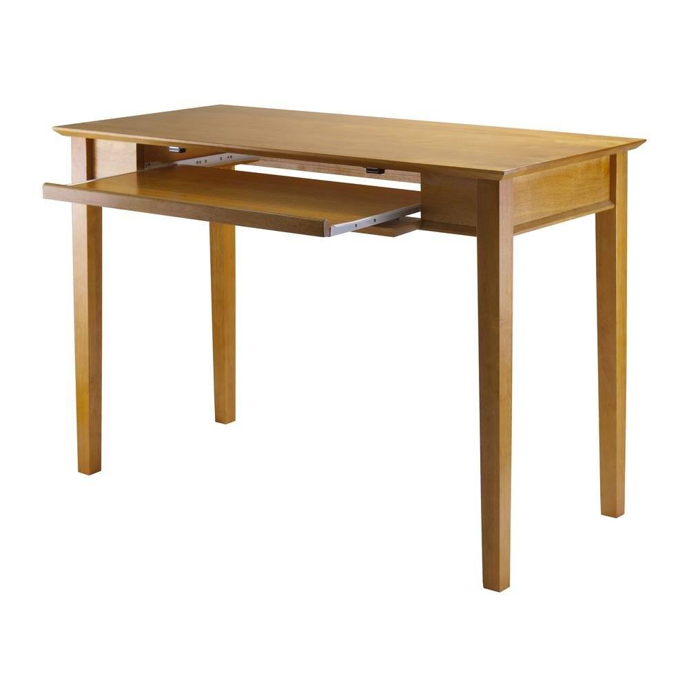 Back. FurniFact - Honey-colored computer desk - solid wood finish,transitional style for workspace - Honey.