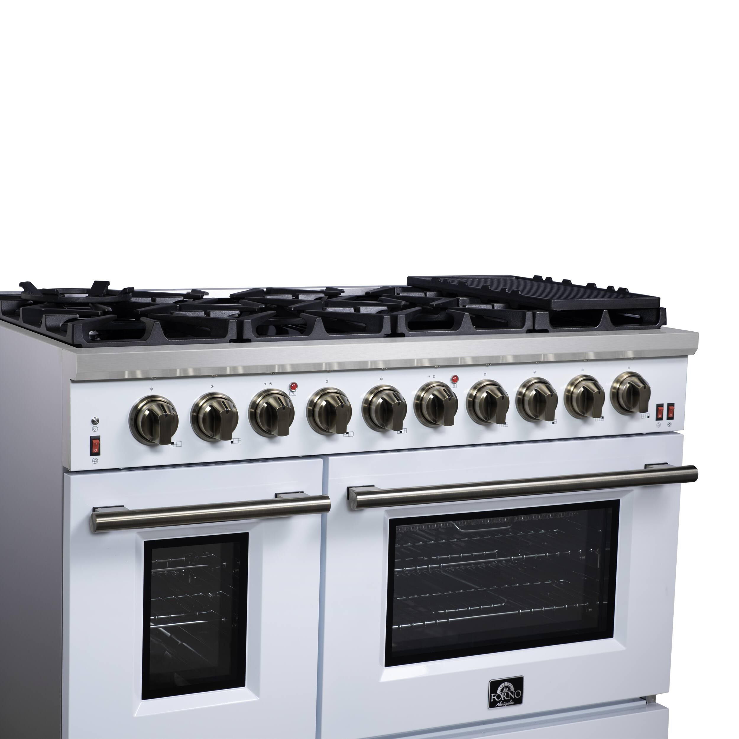 Alt View 3. Forno Appliances - Massimo 6.58 Cu. Ft. Freestanding True Convection Gas Range with Air Fryer Kit, Wok Support & Two Griddles - White.