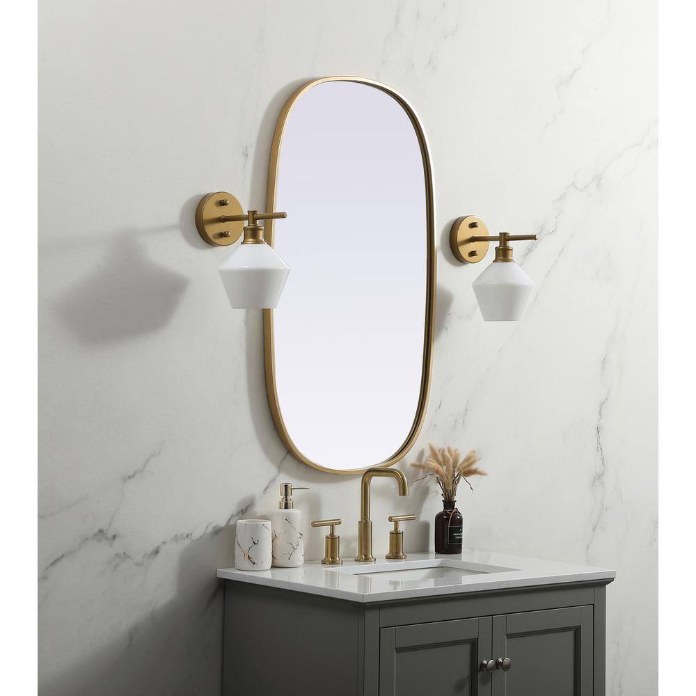 Alt View 9. Elegant Decor - Metal Frame Oval Mirror 20x36 Inch in Brass - Brass.