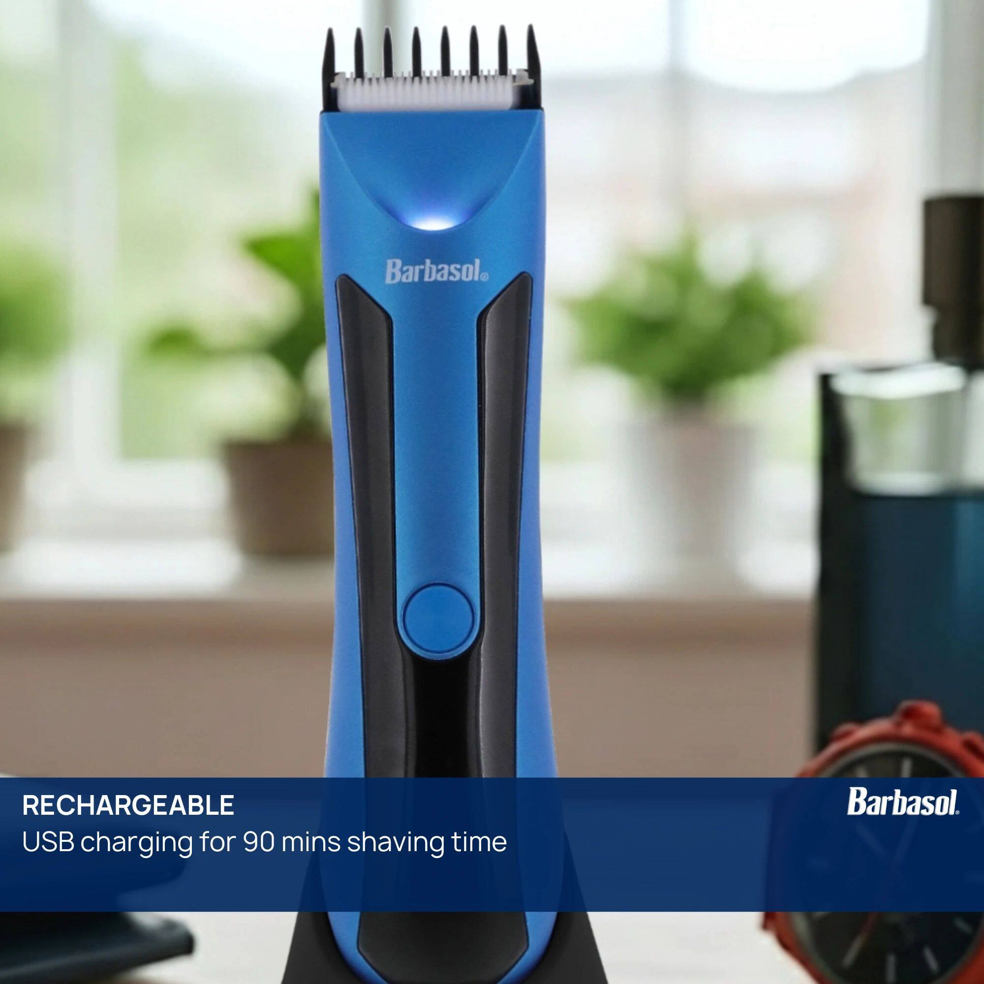 Barbasol. RECHARGEABLE USB charging for 90 mins shaving time