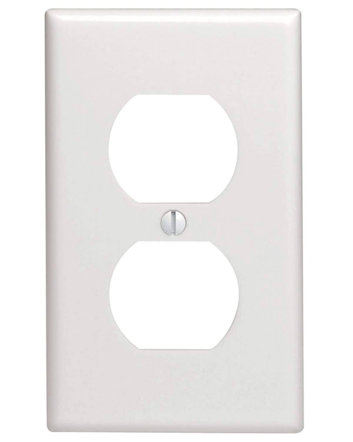 Angle. Leviton - 10-Pack 1-Gang Duplex Receptacle Wallplates Model 88003-WMP - White.