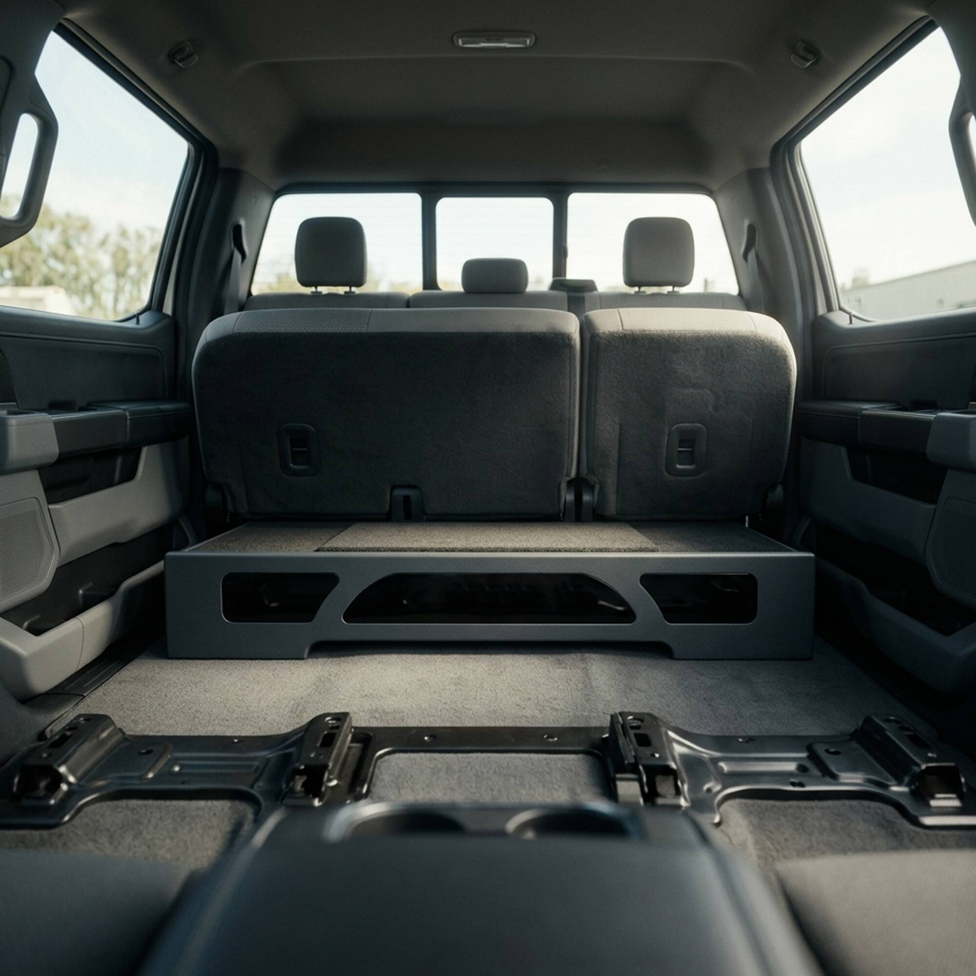 Alt View 2. QPower - QPower QLuxe Dual 12" Sealed Subwoofer Box for Ford F150 & F250/F350 Super Crew - BLACK & ACYLIC.