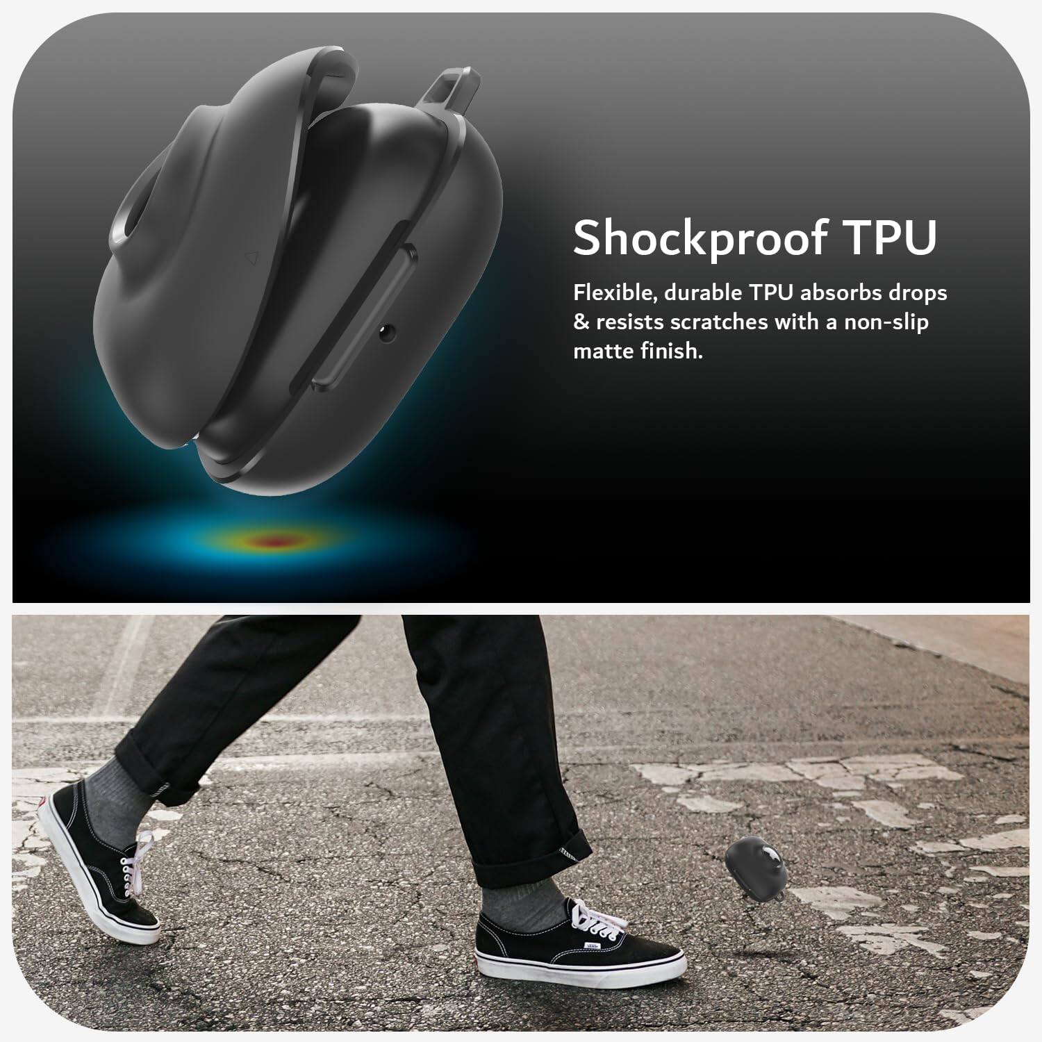Shockproof TPU

Flexible, durable TPU absorbs drops & resists scratches with a non-slip matte finish.