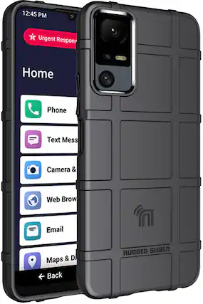 12:45 PM Urgent Response Home Phone Text Message Camera & Web Browser Email Maps & Directions Back RUGGED SHIELD