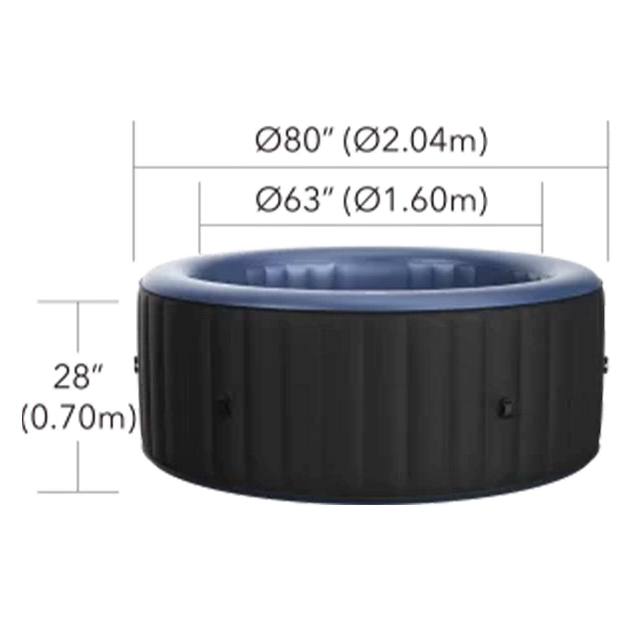 80" (2.04m)  
63" (1.60m)  
28" (0.70m)