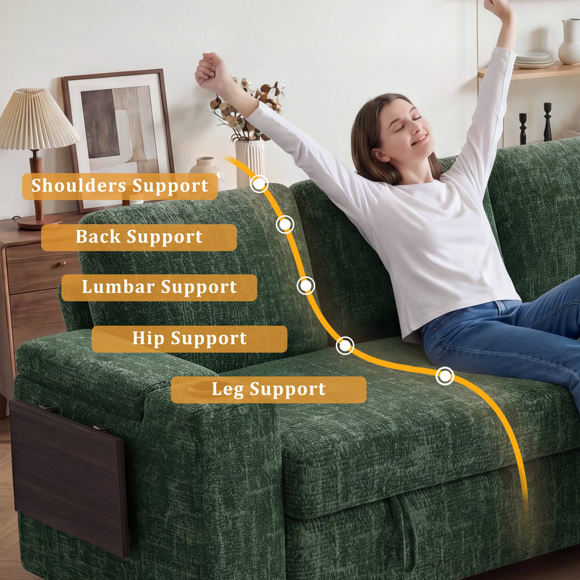 Shoulders Support  
Back Support  
Lumbar Support  
Hip Support  
Leg Support