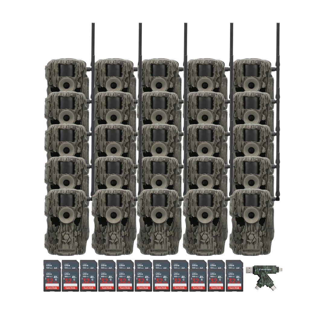 Stealth Cam - (Twenty) Fusion MAX Dual Sim 36MP Trail Camera with 32GB Memory Cards and Card Reader