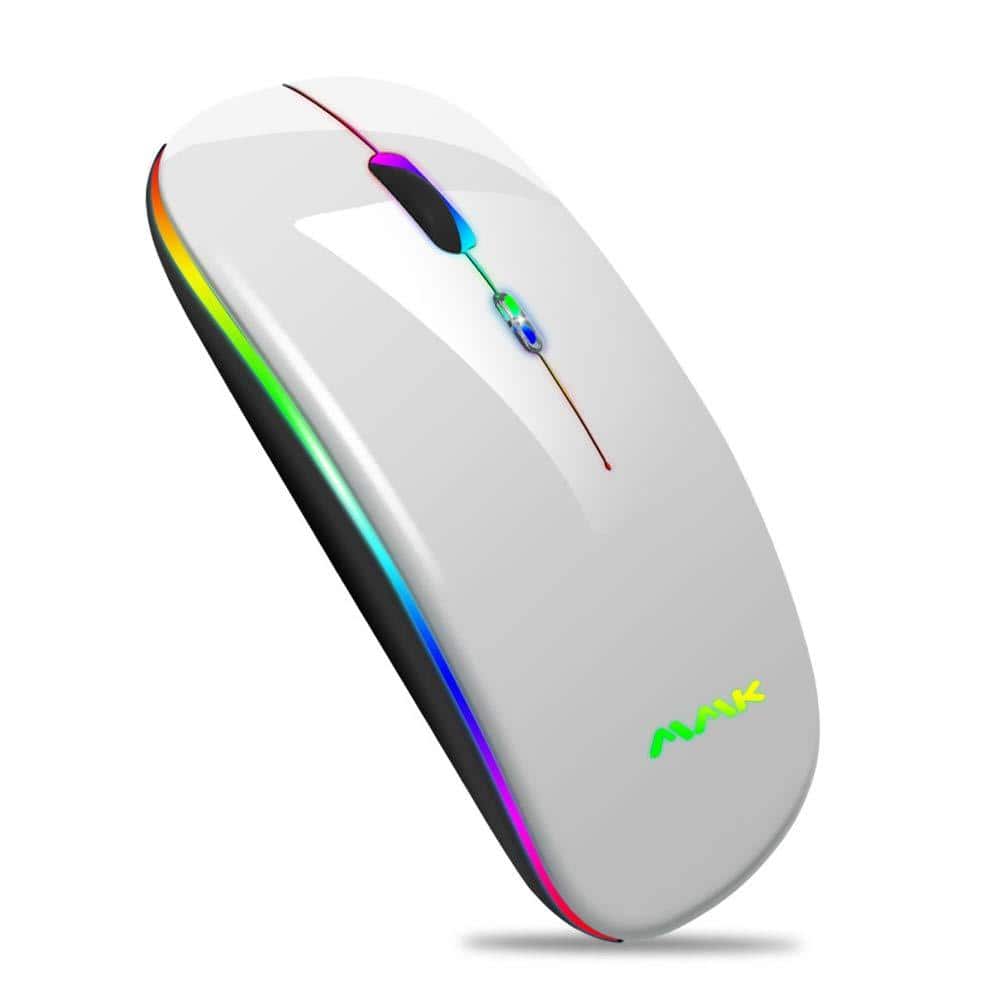 Earthley Blooms - Wireless Mouse For Laptop Rechargeable Usb Optical Led Slim Dual Mode Pc Os Android Windows - Wireless - Silver