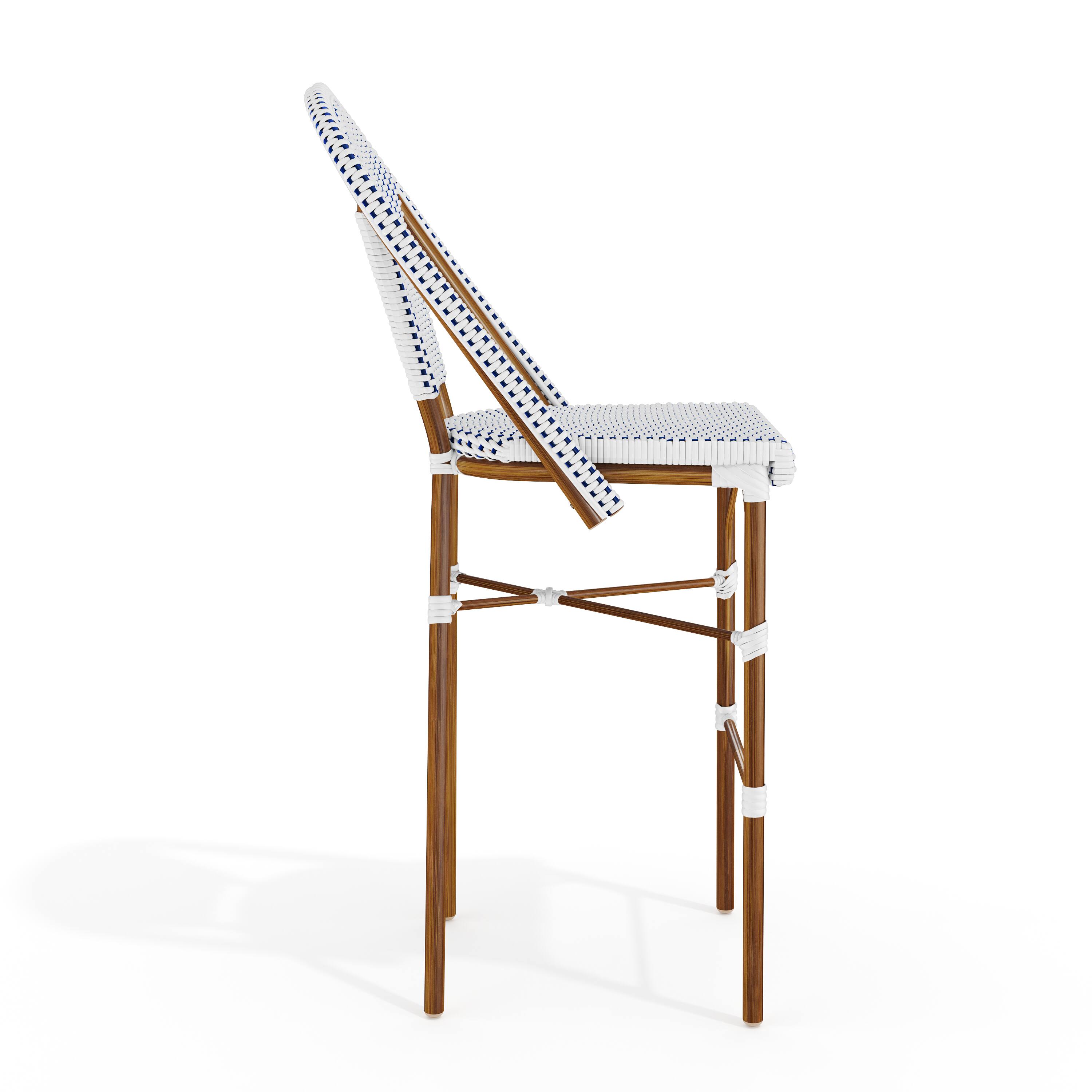 Alt View 7. Martha Stewart - Lily Pond 2PK All-Weather Stackable Patio Bistro Bar Stools - Navy & White/Natural Frame.