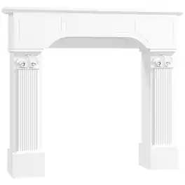 PULUZ - Baroque Fireplace Mantle, Freestanding Fireplace Surround for Electric Fireplaces - White