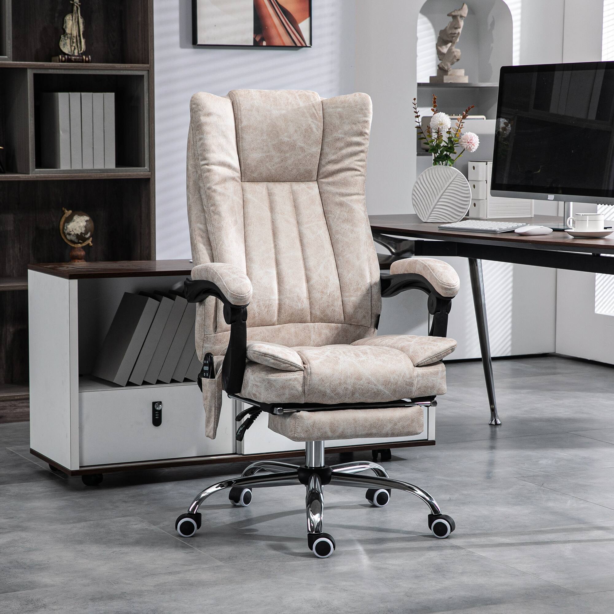 Alt View 1. Vinsetto - 6 Point Vibration Massage Office Chair, High Back Computer Chair with Heat, Adjustable Height - Cream White.