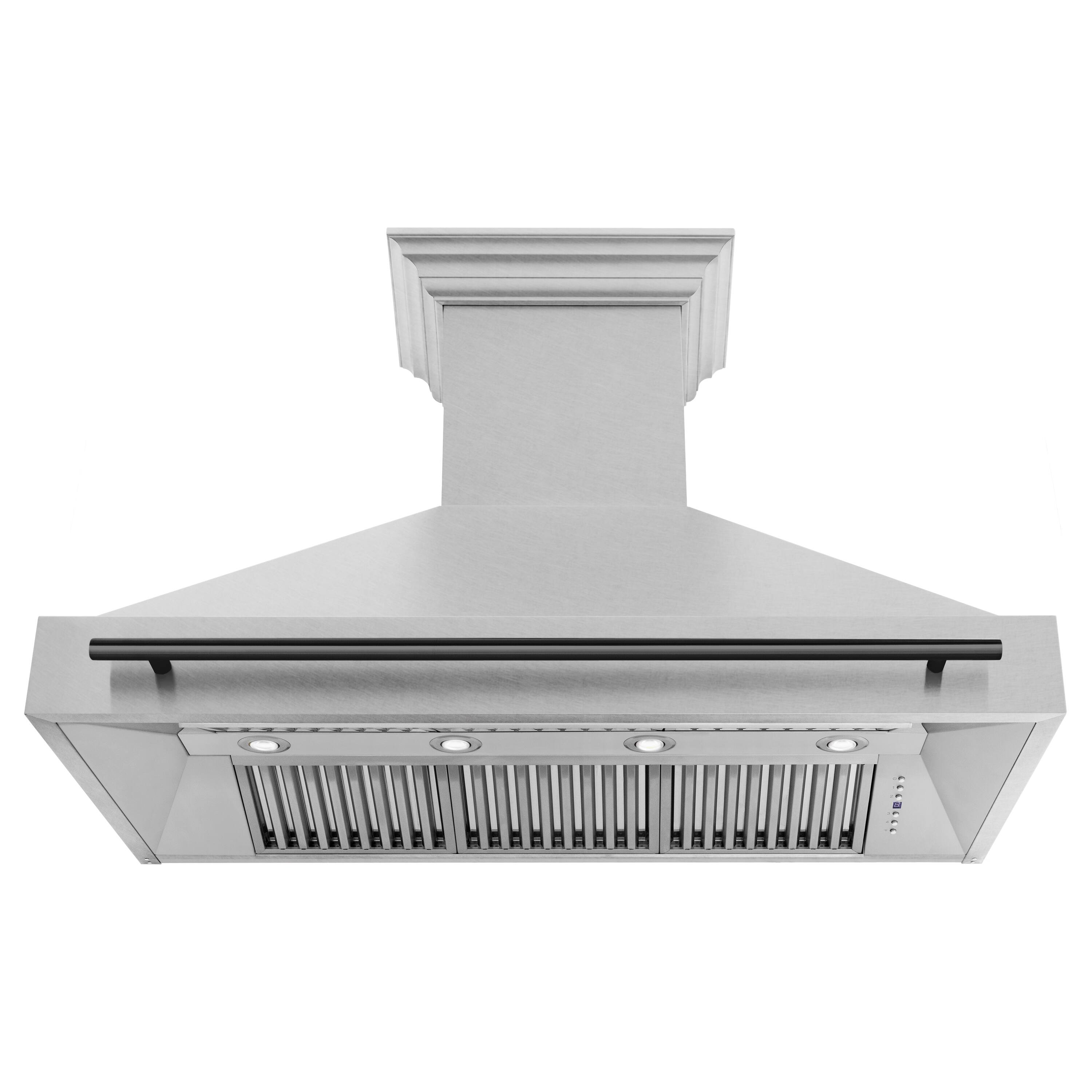 Back. ZLINE - ZLINE Autograph Edition 48 in. Satin Stainless Steel Wall Mount Range Hood with Matte Black Handle (8654SNZ-48-MB) - Satin Stainless Steel.
