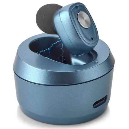 Front. MEDca - Rechargeable Hearing Aids for Seniors w/ Noise Cancelling, Digital Nano Sound Assist Device - Blue Single.