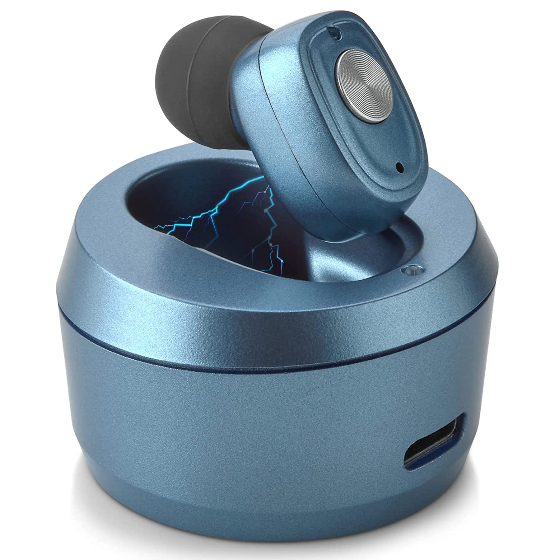 Front. MEDca - Rechargeable Hearing Aids for Seniors w/ Noise Cancelling, Digital Nano Sound Assist Device - Blue Single.