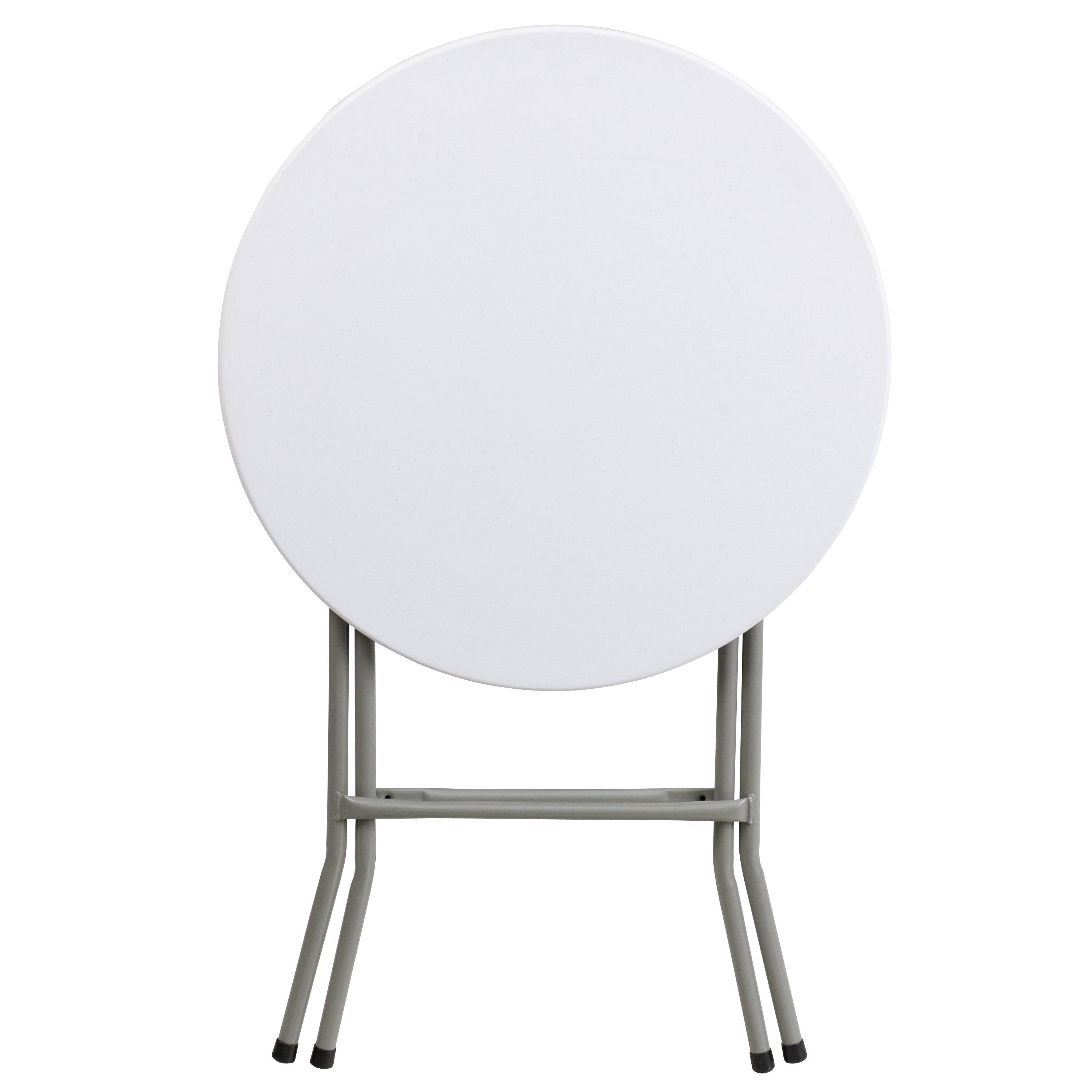 Alt View 5. Emma + Oliver - 2-Foot Round Plastic Folding Table - Granite White.