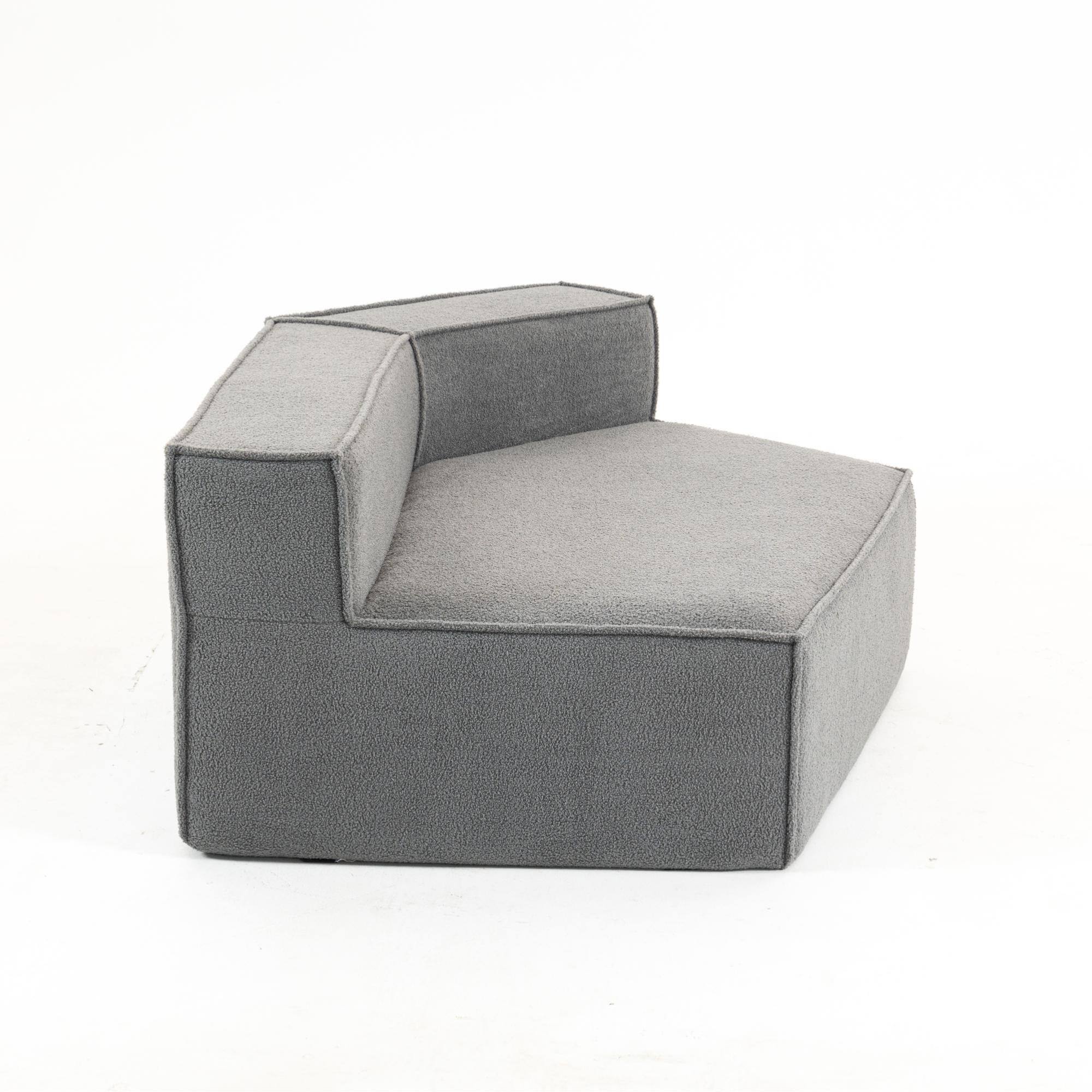 Alt View 5. GOODSILO - Soft Modular Floor Sofa Chair with Wide Seat and Plush Back Cushions, Cozy Lounge Chair for Living Room - Blue+Gray.