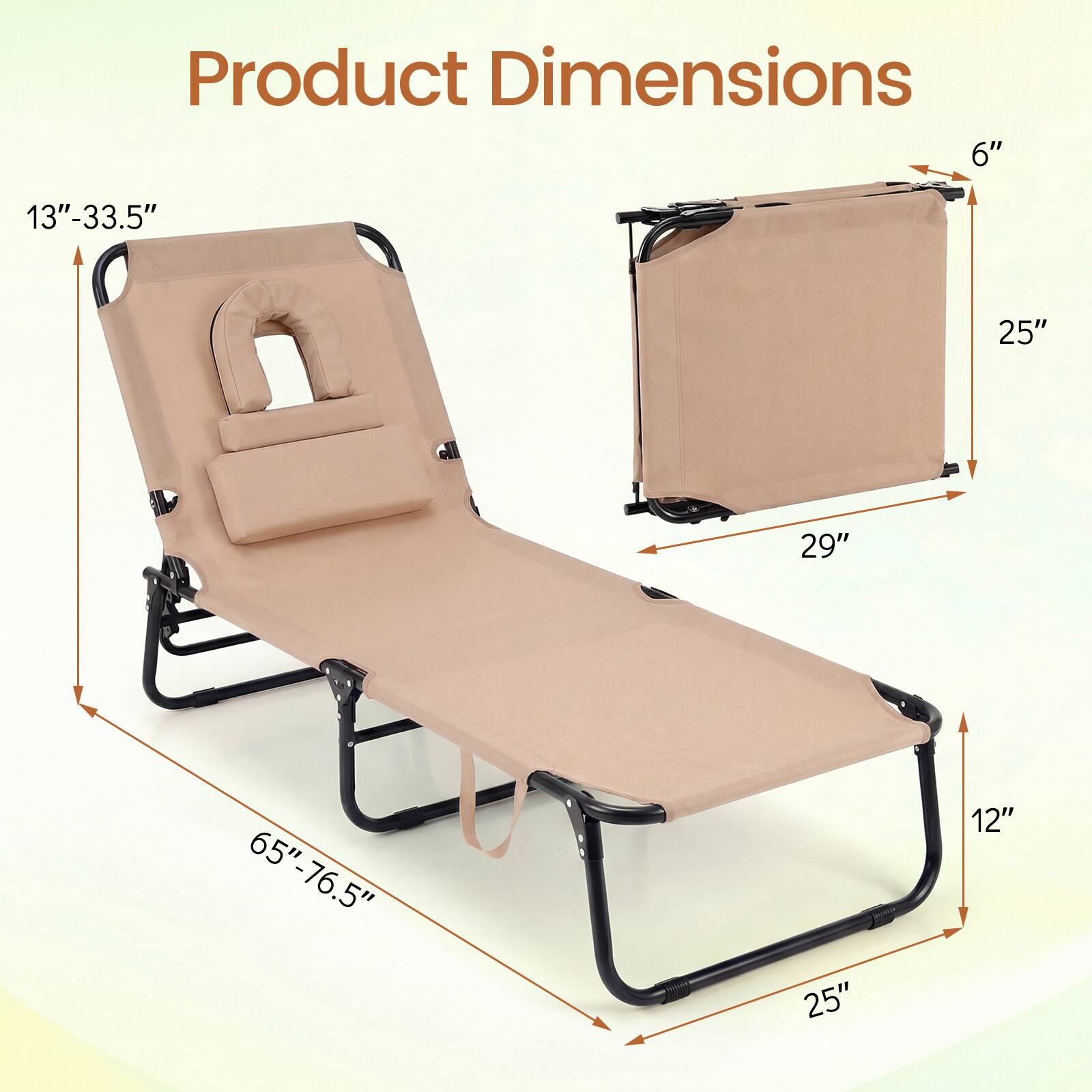Product Dimensions: 6" x 13"-33.5" x 25" x 29" x 65"-76.5" x 25" x 12"