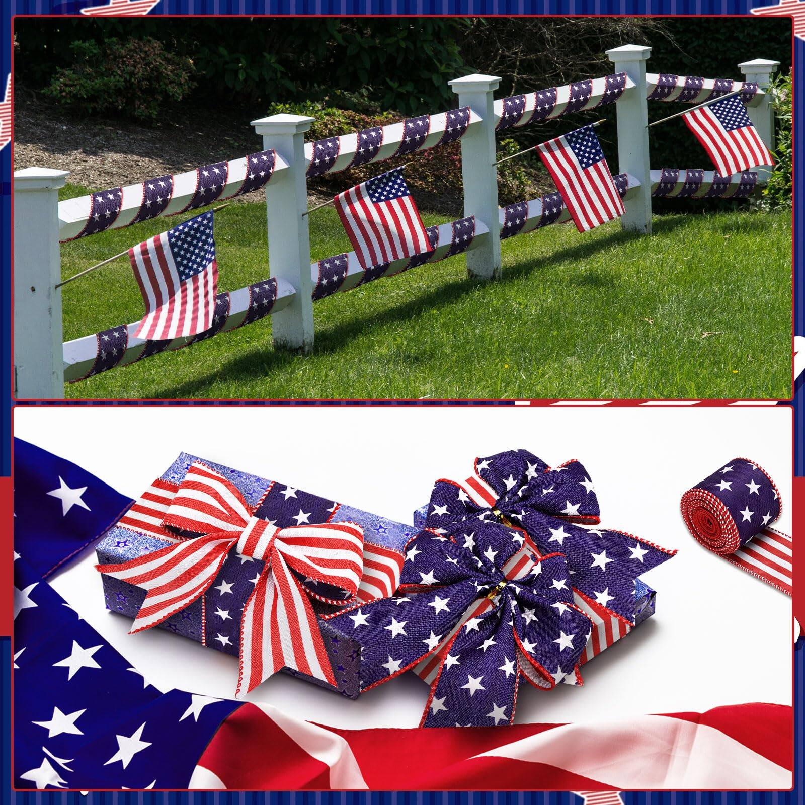 Paradigms Interiors 3 Rolls Labor Day Ribbons Patriotic Flag Double ...
