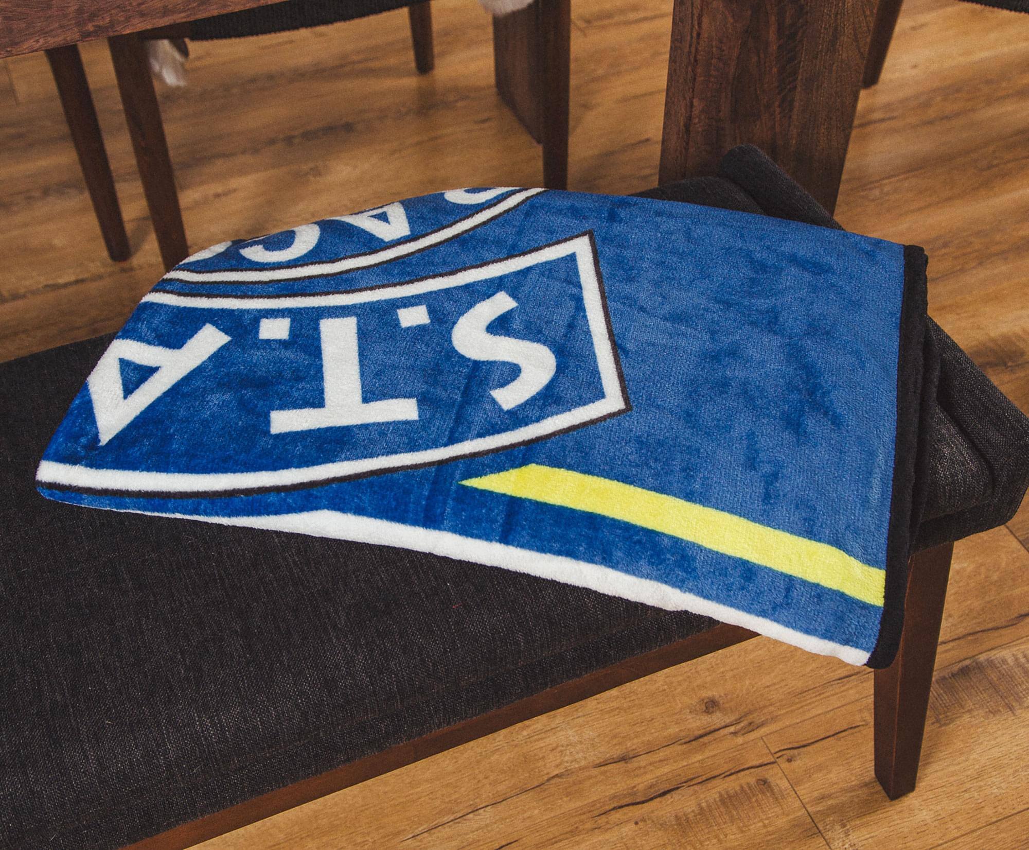 Alt View 4. Just Funky - Resident Evil S.T.A.R.S. Raccoon Police Department Fleece Throw Blanket - Blue.