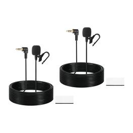 Unique Bargains - Car Stereo Microphone 3.5mm Elbow 3-Pole External Mic Replacement 9.8ft Cable for Car GPS DVD 2 Set - Black