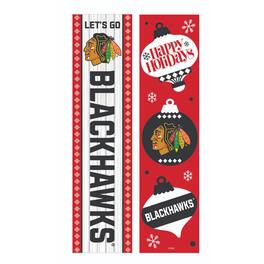 Evergreen Enterprises - Chicago Blackhawks 47" Double Sided Christmas Leaner Fan Sign - Multicolor
